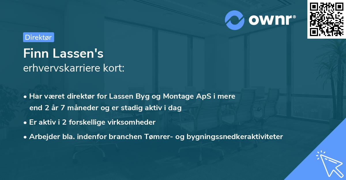 Finn Lassen's erhvervskarriere kort