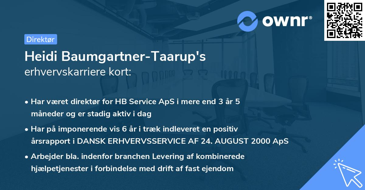 Heidi Baumgartner-Taarup's erhvervskarriere kort