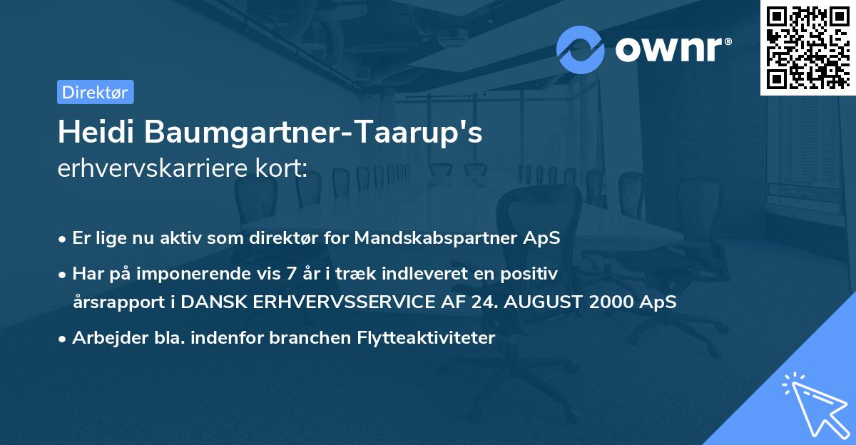 Heidi Baumgartner-Taarup's erhvervskarriere kort