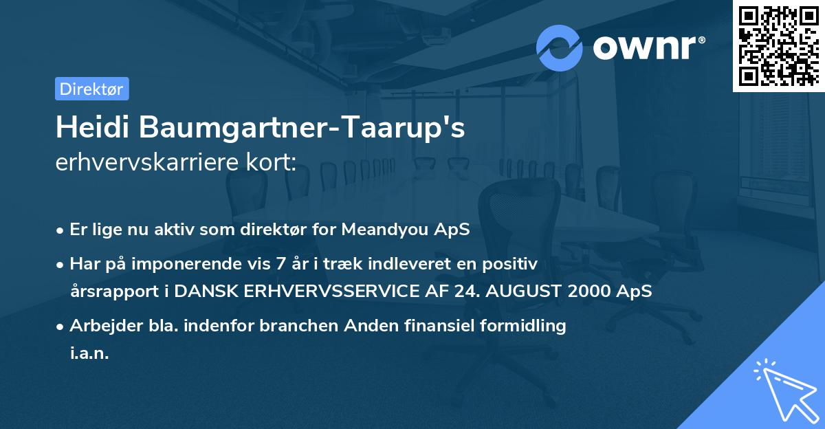 Heidi Baumgartner-Taarup's erhvervskarriere kort