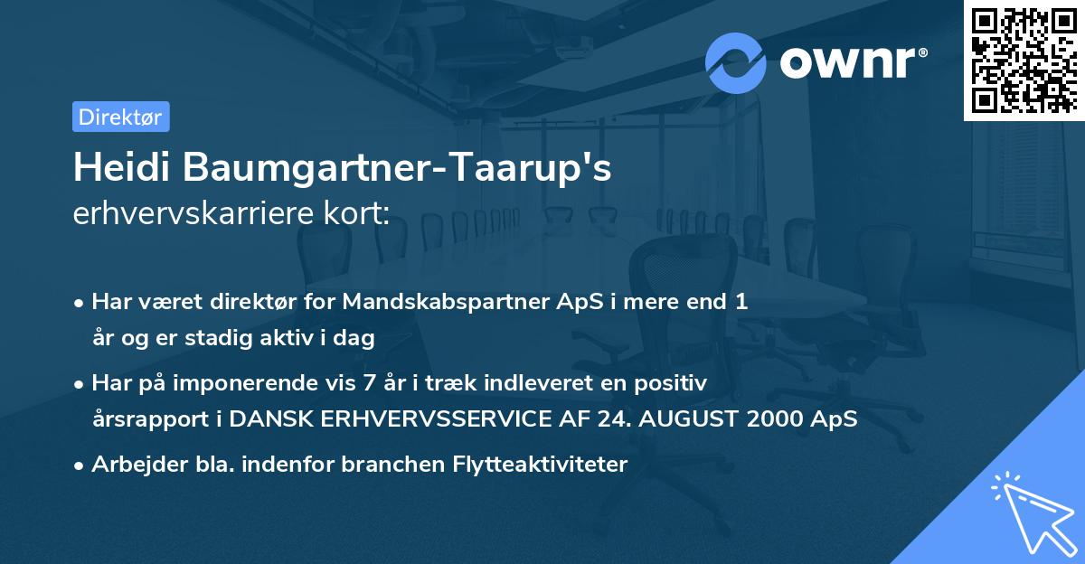 Heidi Baumgartner-Taarup's erhvervskarriere kort