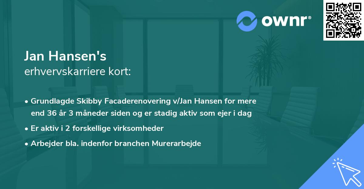 Jan Hansen's erhvervskarriere kort