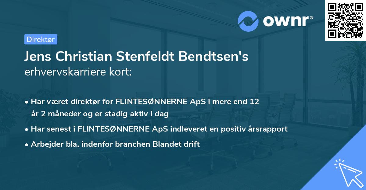 Jens Christian Stenfeldt Bendtsen's erhvervskarriere kort