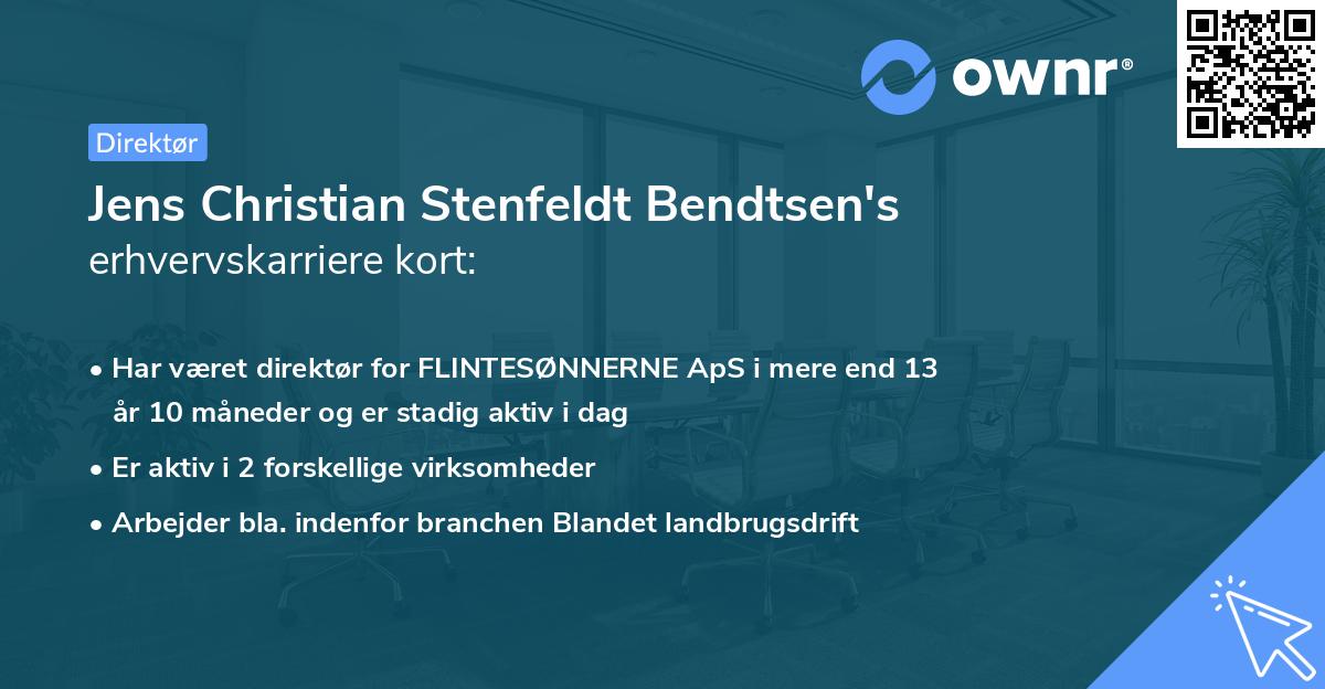 Jens Christian Stenfeldt Bendtsen's erhvervskarriere kort