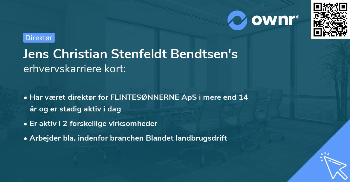 Jens Christian Stenfeldt Bendtsen's erhvervskarriere kort