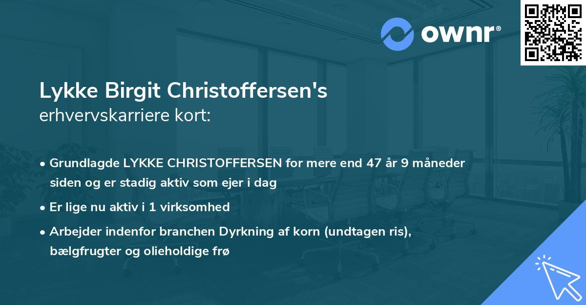 Lykke Birgit Christoffersen's erhvervskarriere kort