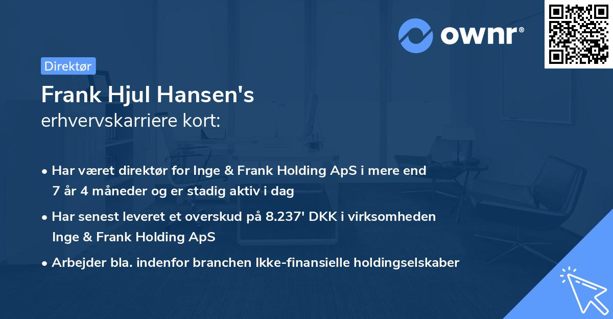 Frank Hjul Hansen's erhvervskarriere kort