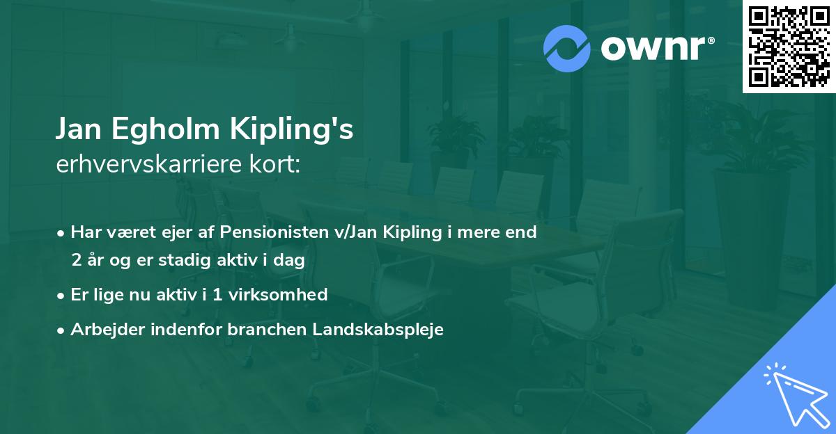 Jan Egholm Kipling's erhvervskarriere kort