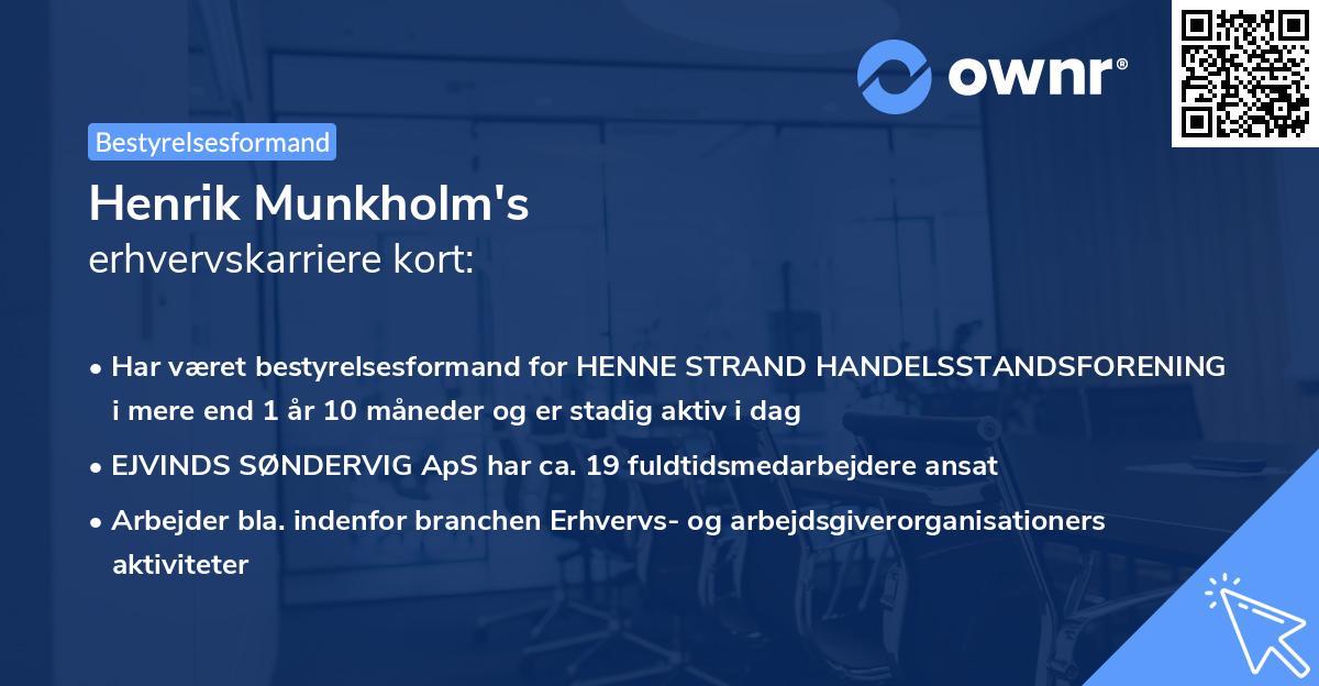 Henrik Munkholm's erhvervskarriere kort