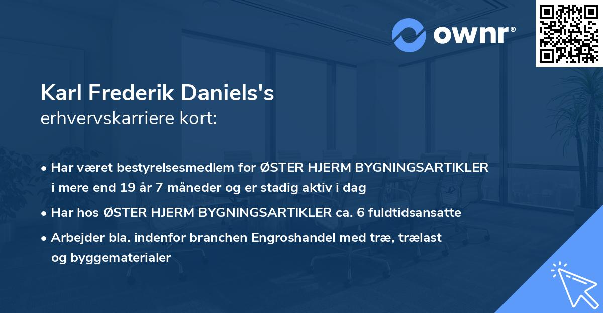 Karl Frederik Daniels's erhvervskarriere kort