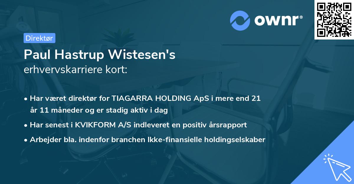 Paul Hastrup Wistesen's erhvervskarriere kort