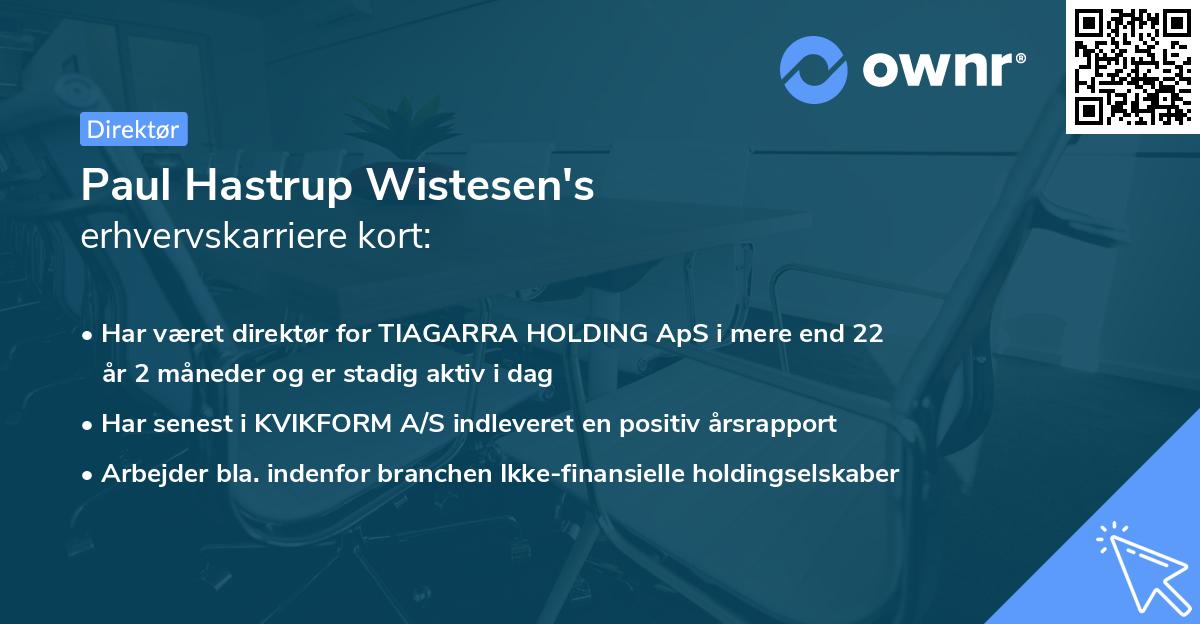 Paul Hastrup Wistesen's erhvervskarriere kort