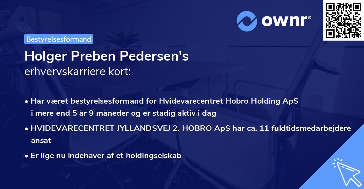 Holger Preben Pedersen's erhvervskarriere kort