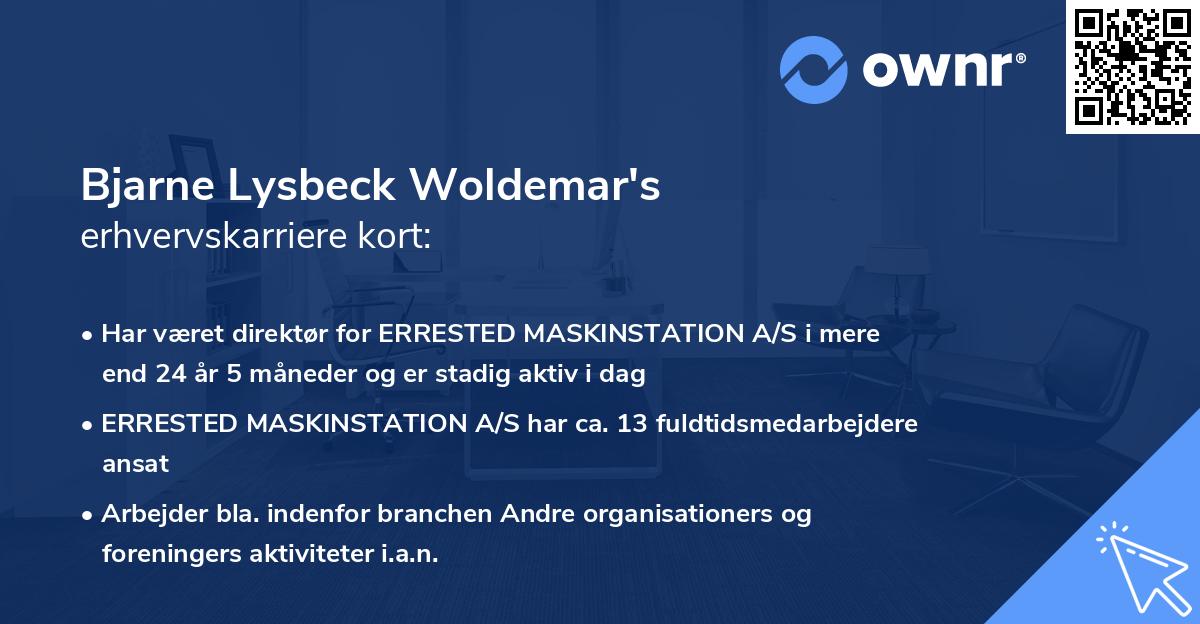 Bjarne Lysbeck Woldemar's erhvervskarriere kort
