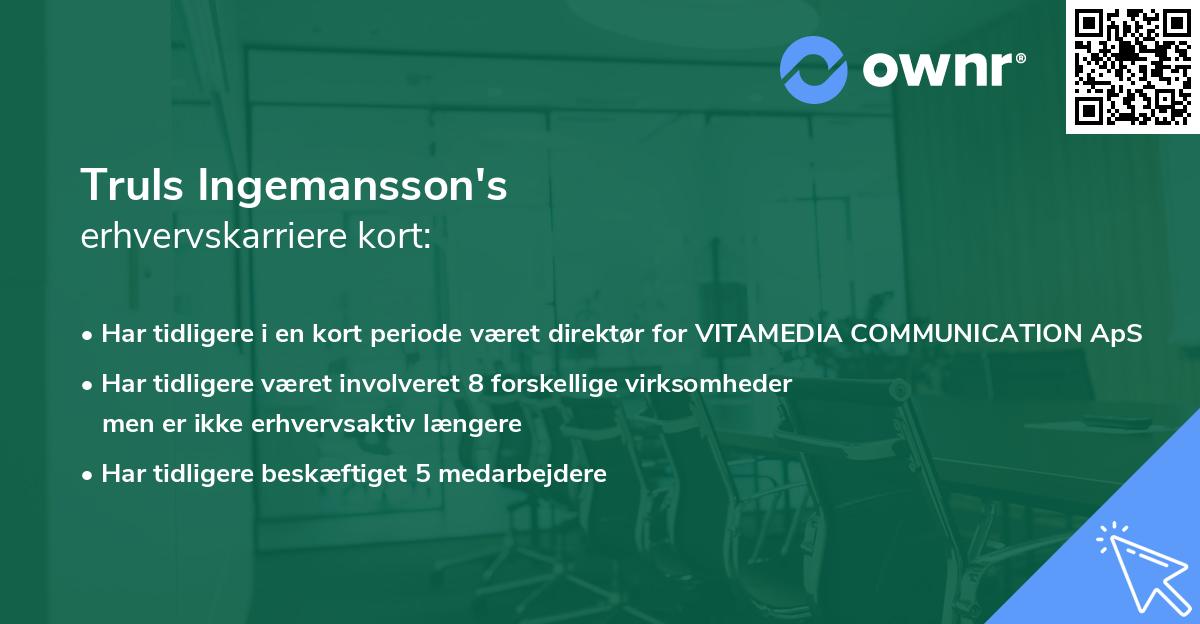 Truls Ingemansson's erhvervskarriere kort