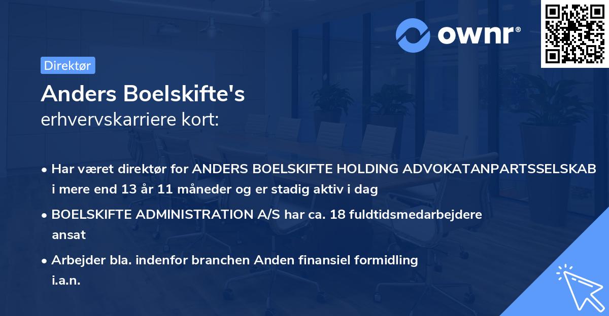 Anders Boelskifte's erhvervskarriere kort