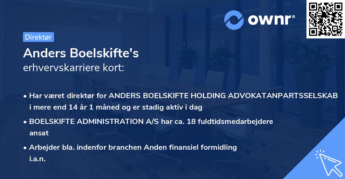 Anders Boelskifte's erhvervskarriere kort
