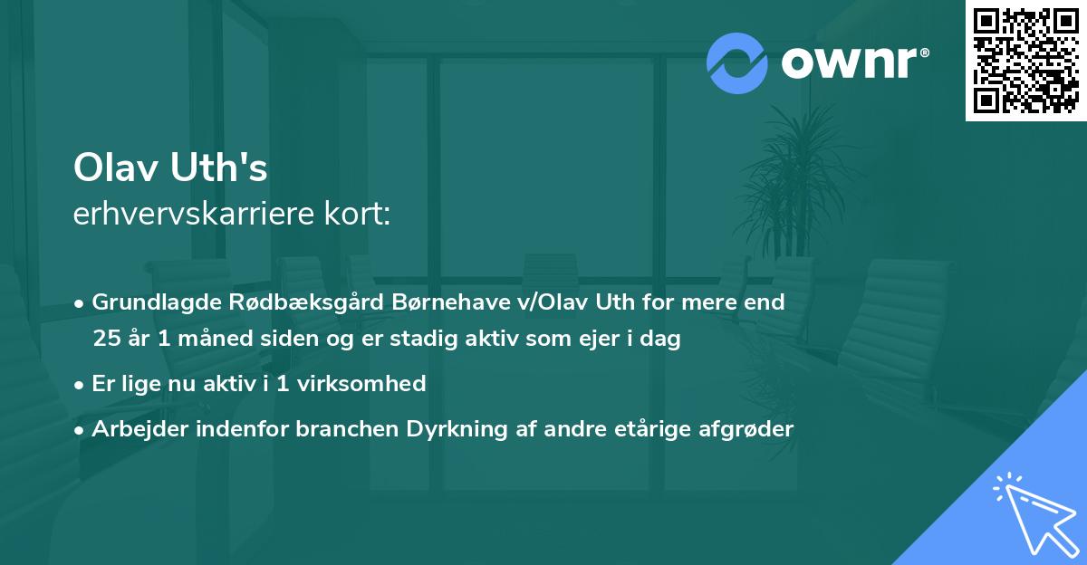 Olav Uth's erhvervskarriere kort