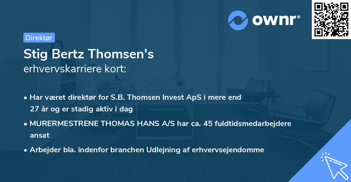 Stig Bertz Thomsen's erhvervskarriere kort