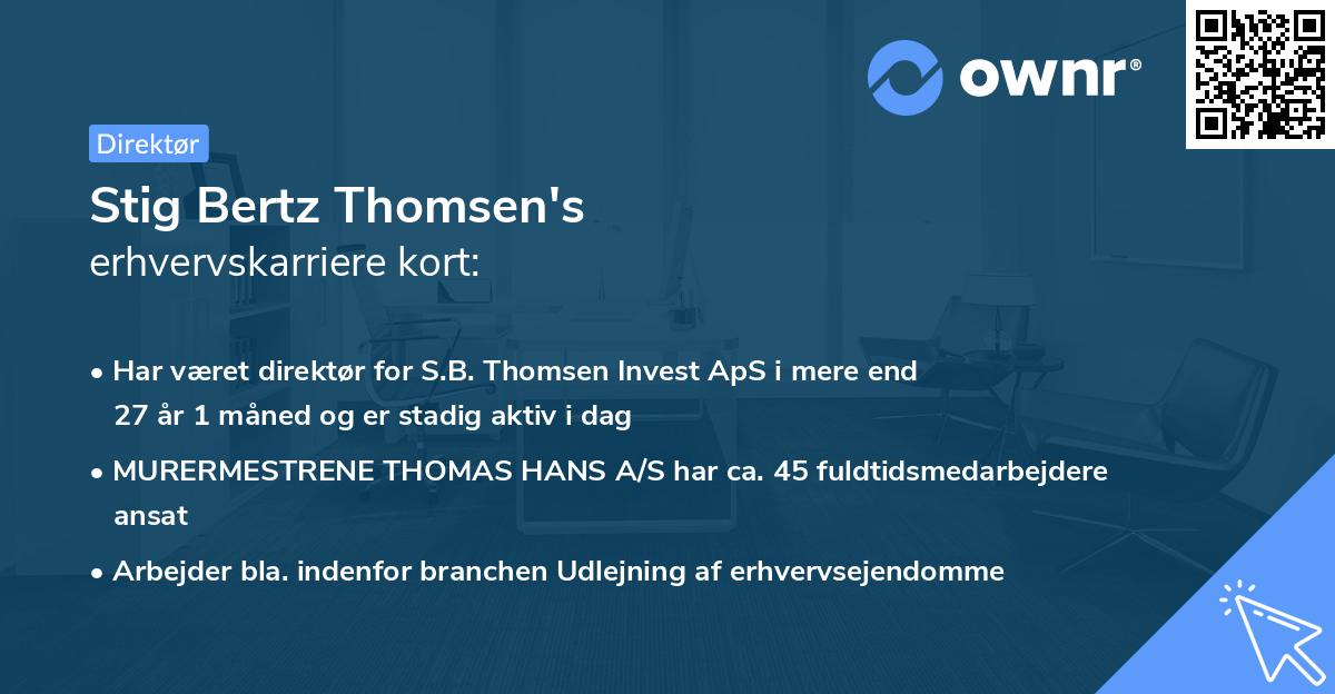 Stig Bertz Thomsen's erhvervskarriere kort