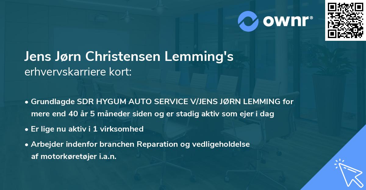 Jens Jørn Christensen Lemming's erhvervskarriere kort