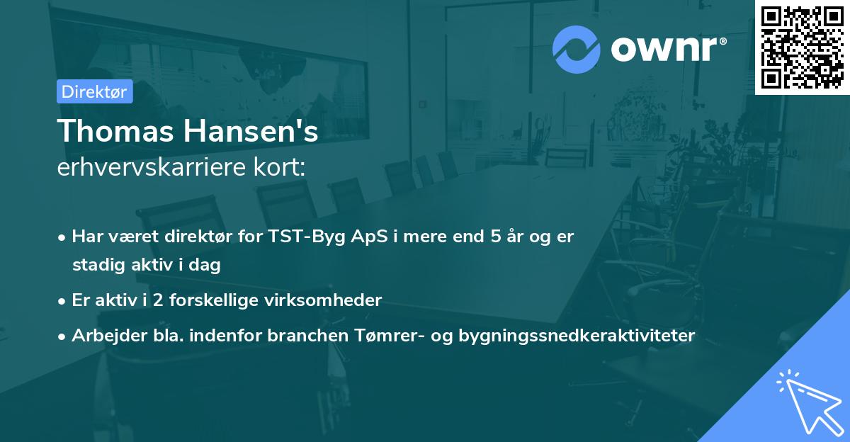 Thomas Hansen's erhvervskarriere kort