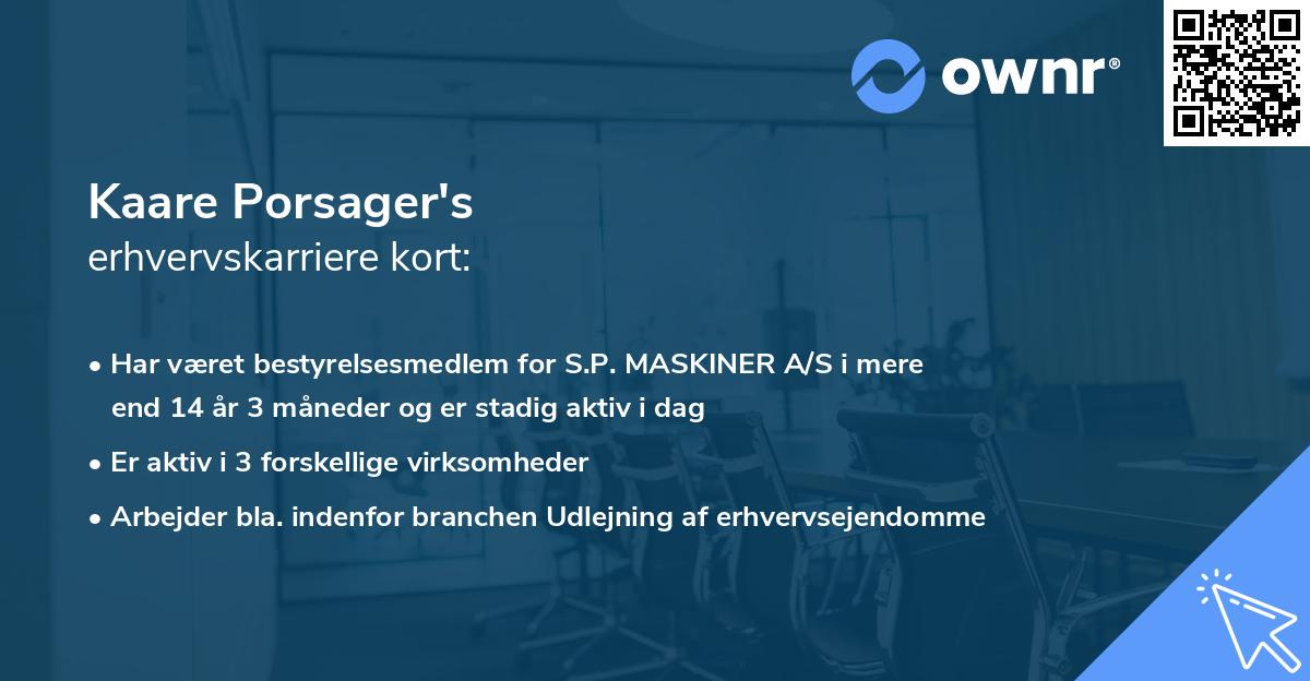 Kaare Porsager's erhvervskarriere kort