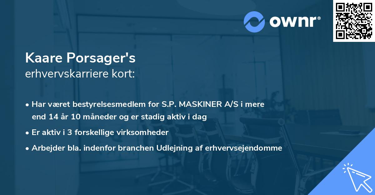 Kaare Porsager's erhvervskarriere kort