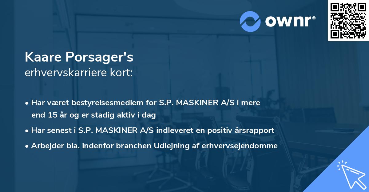 Kaare Porsager's erhvervskarriere kort