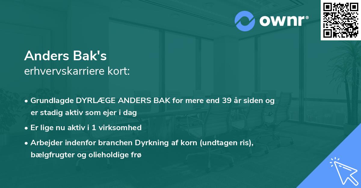 Anders Bak's erhvervskarriere kort