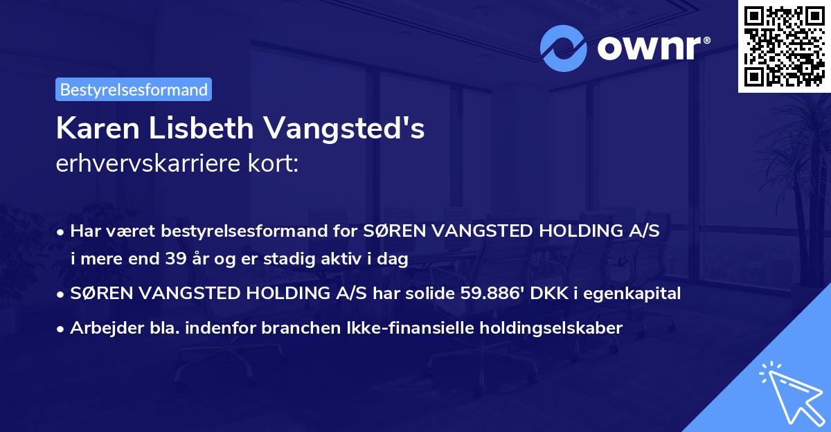 Karen Lisbeth Vangsted's erhvervskarriere kort