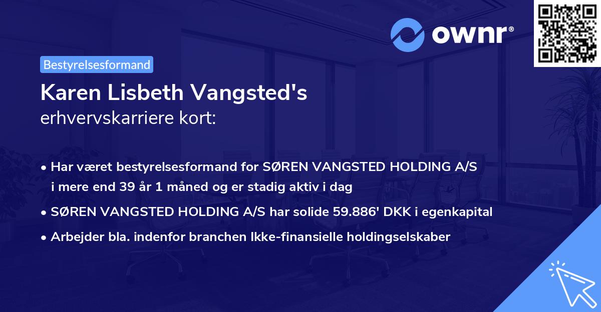 Karen Lisbeth Vangsted's erhvervskarriere kort
