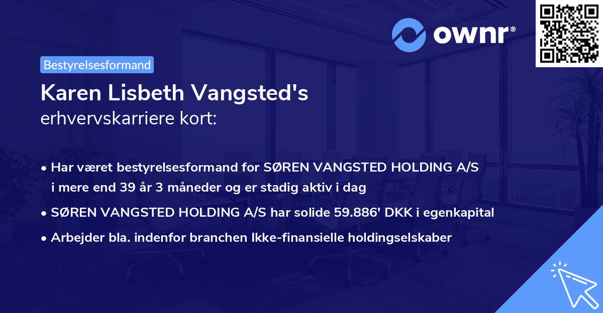 Karen Lisbeth Vangsted's erhvervskarriere kort
