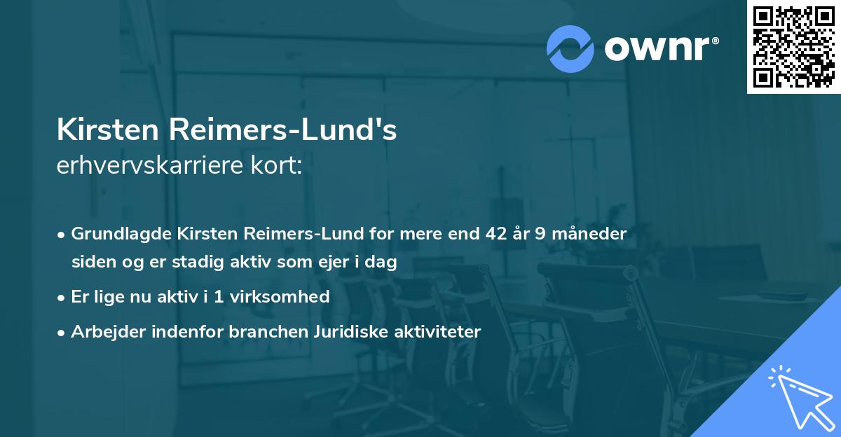 Kirsten Reimers-Lund's erhvervskarriere kort