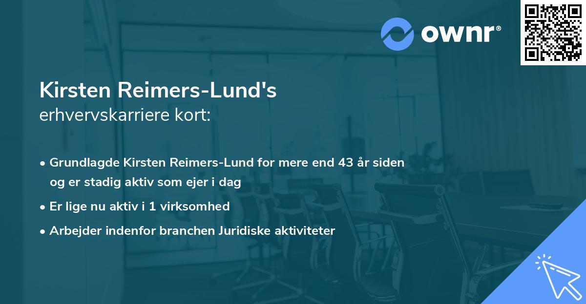 Kirsten Reimers-Lund's erhvervskarriere kort