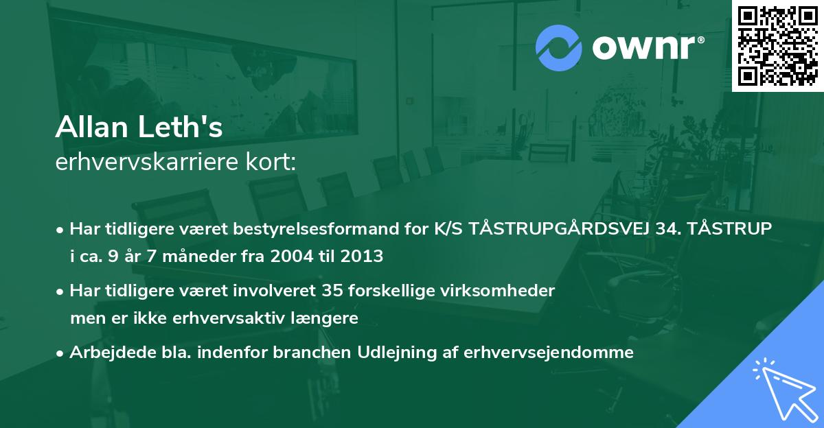 Allan Leth's erhvervskarriere kort