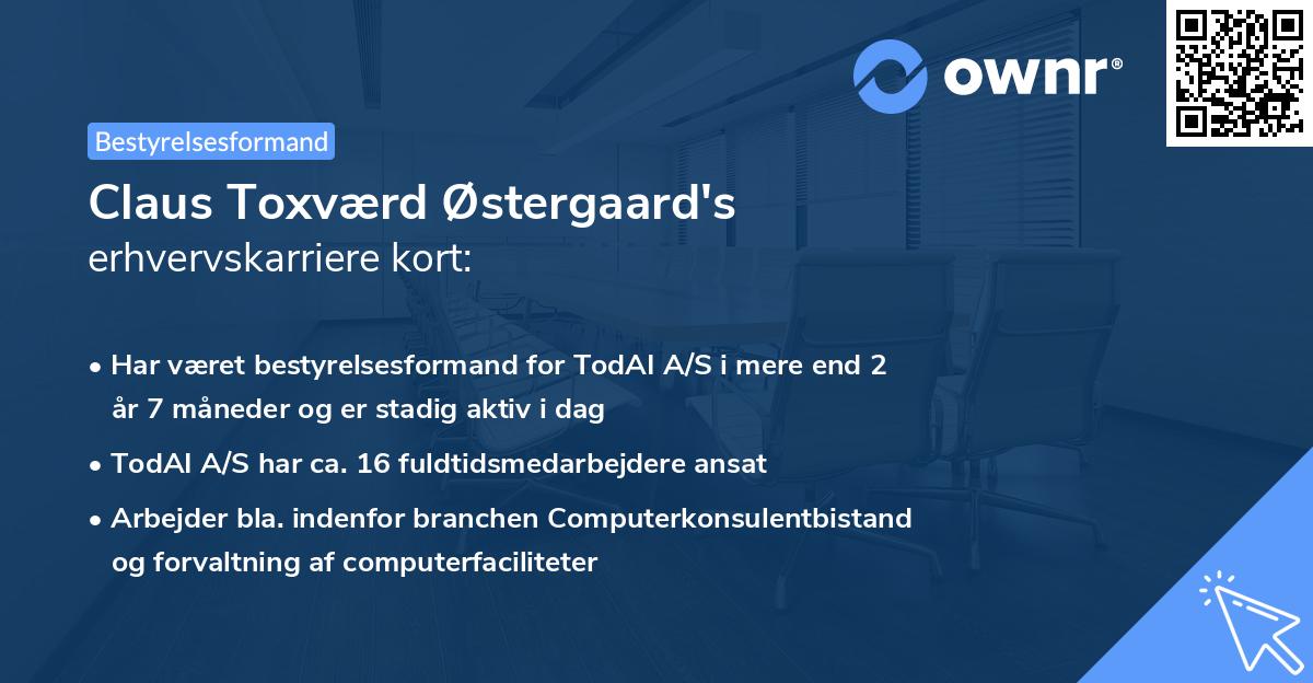 Claus Toxværd Østergaard's erhvervskarriere kort