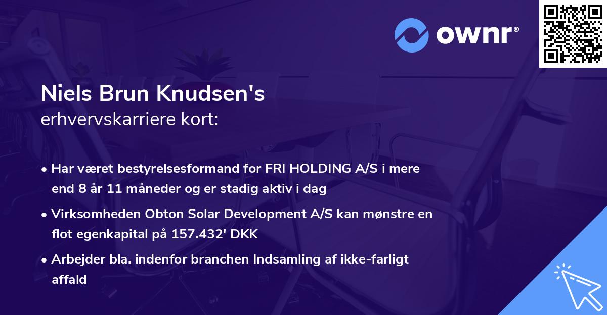 Niels Brun Knudsen's erhvervskarriere kort