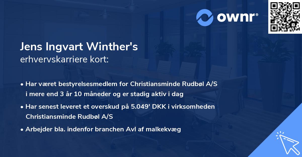 Jens Ingvart Winther's erhvervskarriere kort