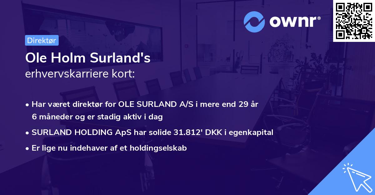 Ole Holm Surland's erhvervskarriere kort