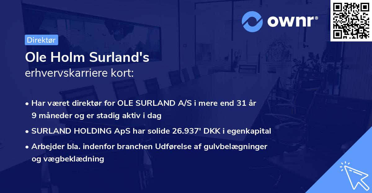 Ole Holm Surland's erhvervskarriere kort