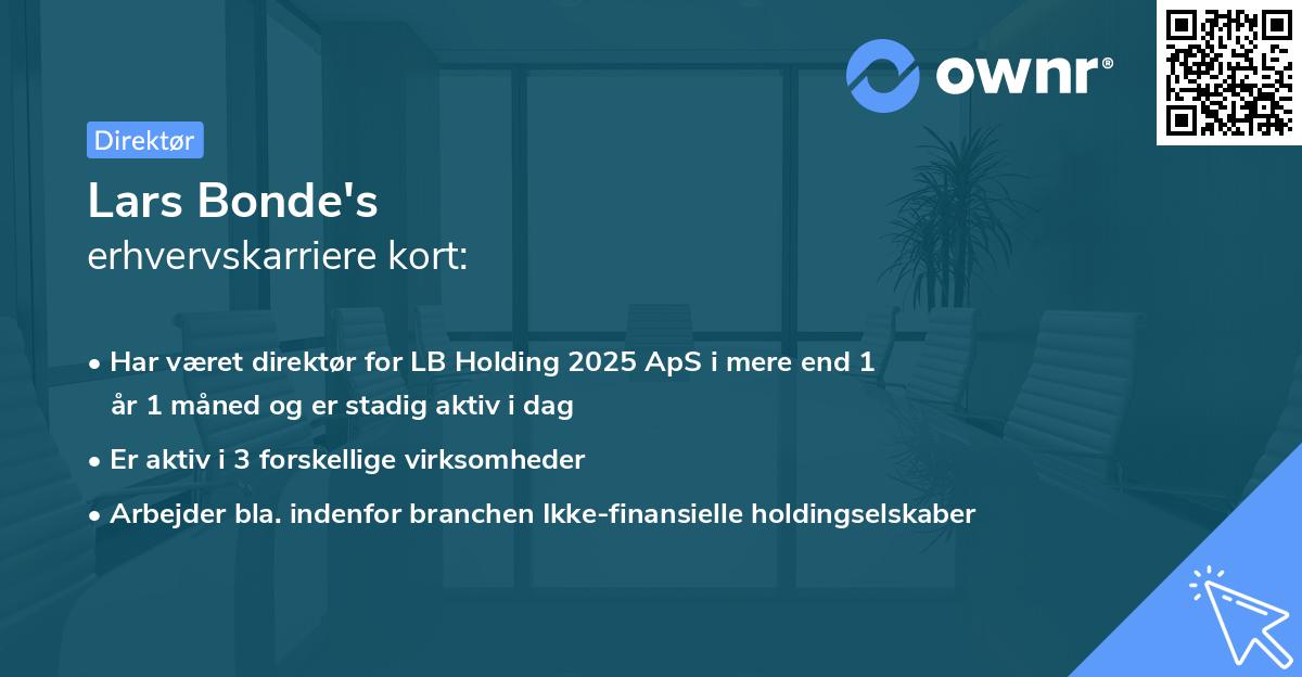 Lars Bonde's erhvervskarriere kort