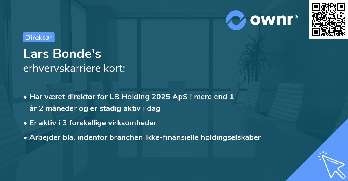 Lars Bonde's erhvervskarriere kort