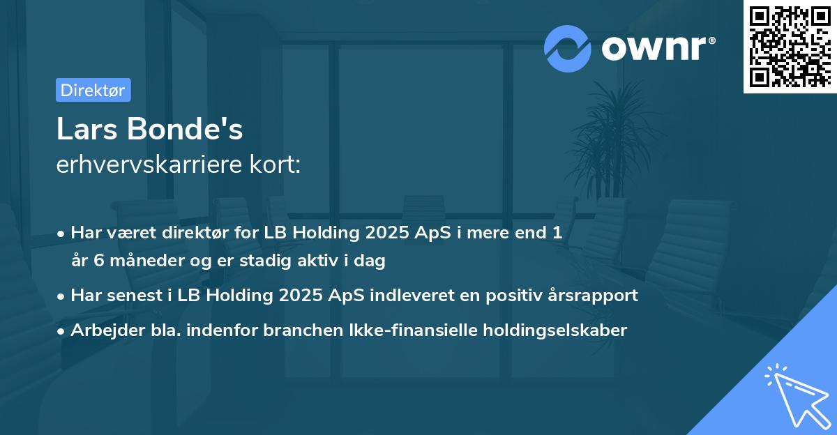 Lars Bonde's erhvervskarriere kort