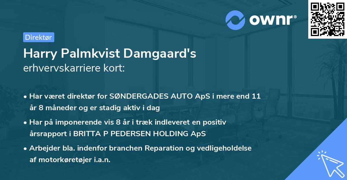 Harry Palmkvist Damgaard's erhvervskarriere kort