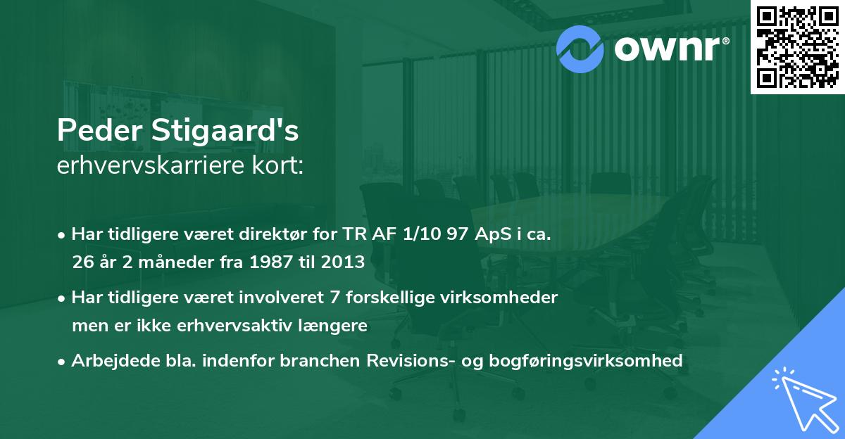 Peder Stigaard's erhvervskarriere kort