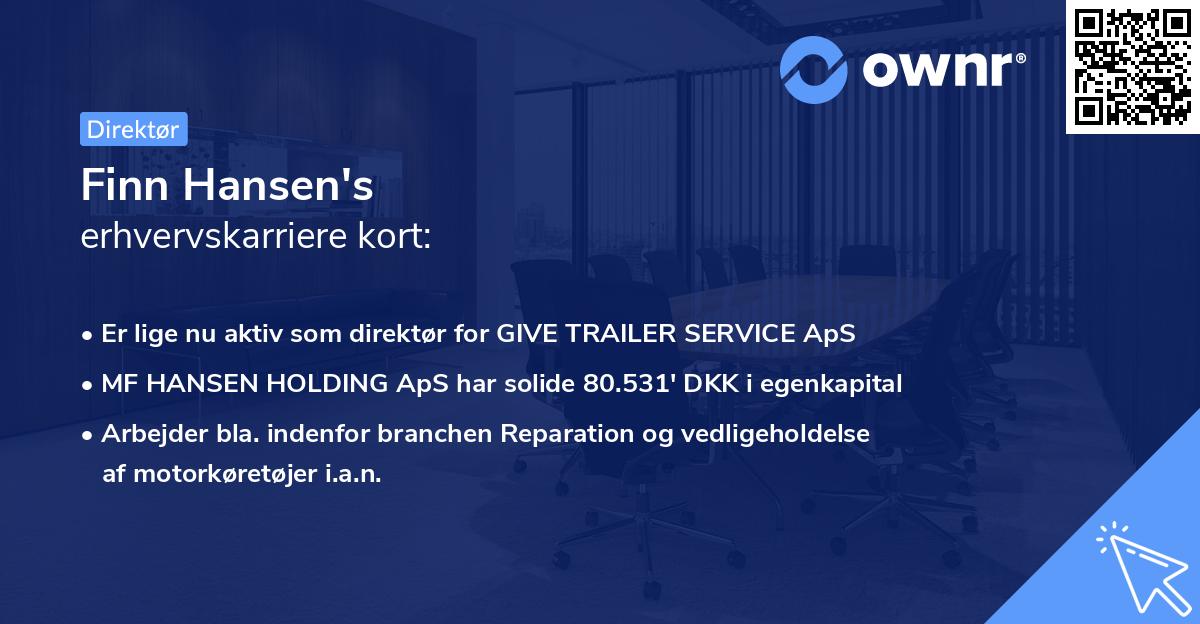 Finn Hansen's erhvervskarriere kort