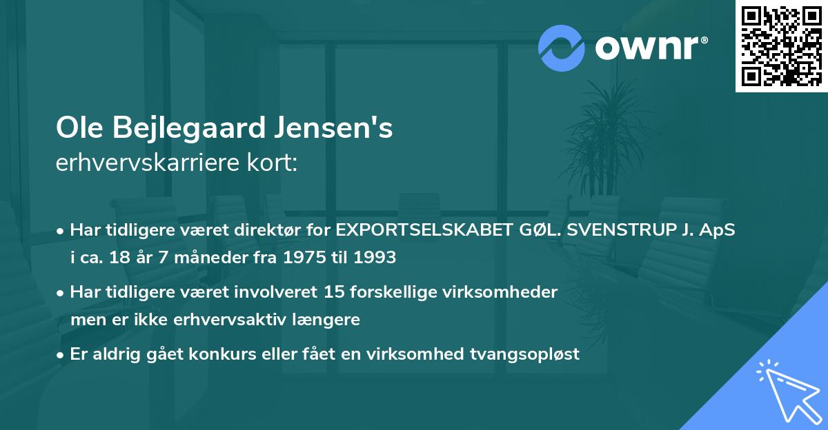 Ole Bejlegaard Jensen's erhvervskarriere kort