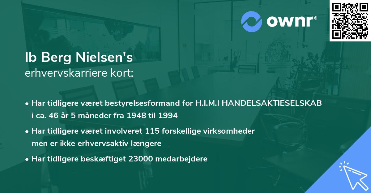Ib Berg Nielsen's erhvervskarriere kort