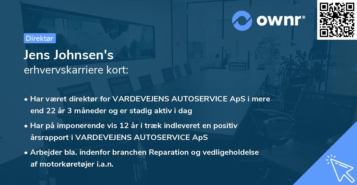 Jens Johnsen's erhvervskarriere kort